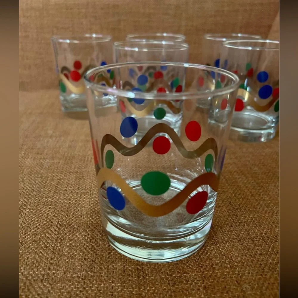 Colorful Patterned Lowball Cocktail Glasses Set
